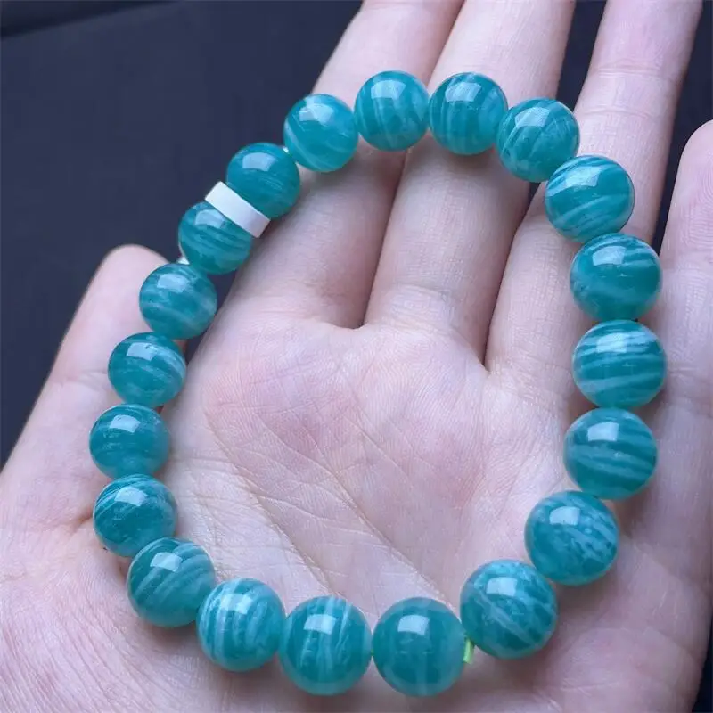 9 مللي متر الطبيعية امازونيتي حبة سوار النساء الرجال اليدوية تمتد حبل مجوهرات فاخرة الطاقة شفاء هدية 1 قطعة