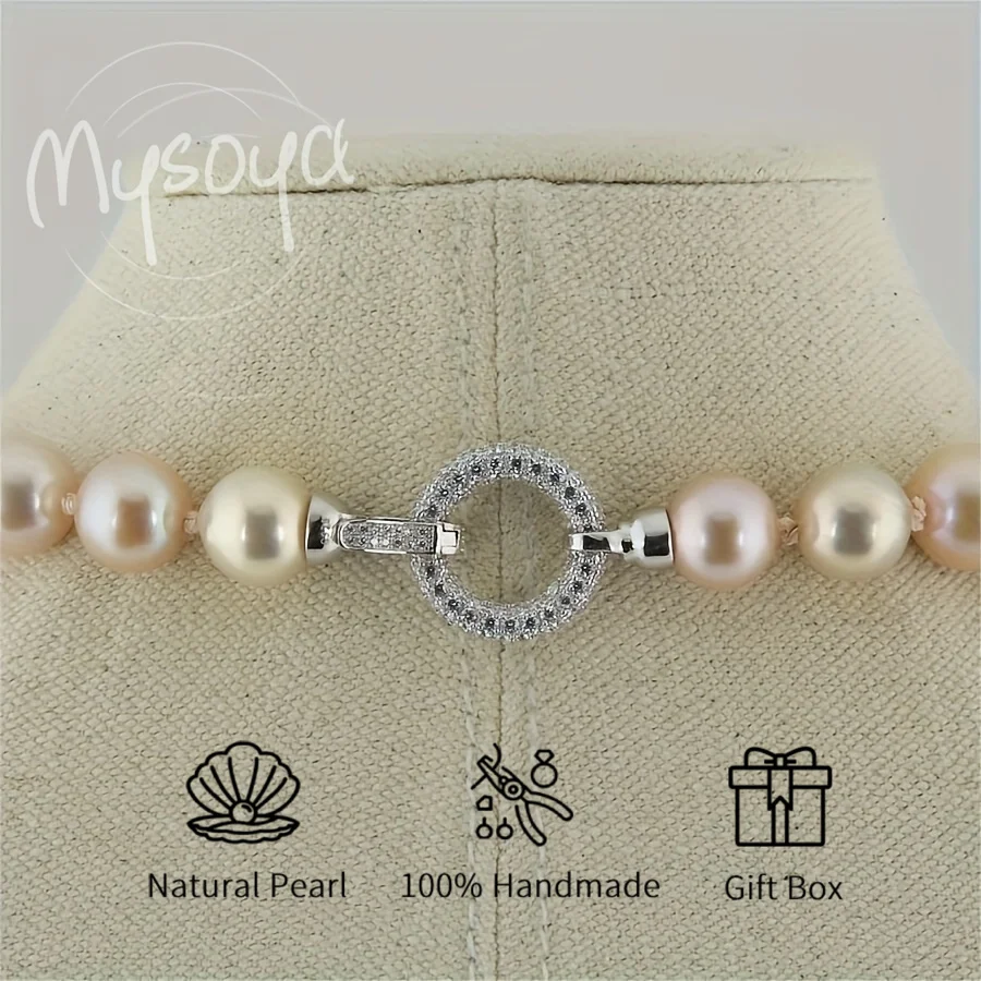 

MYSOYA 10-12mm Simple Edison Candy Pearl Freshwater Elegant Necklace With Gift Box Perfect Gift For Wedding Birthday Christmas