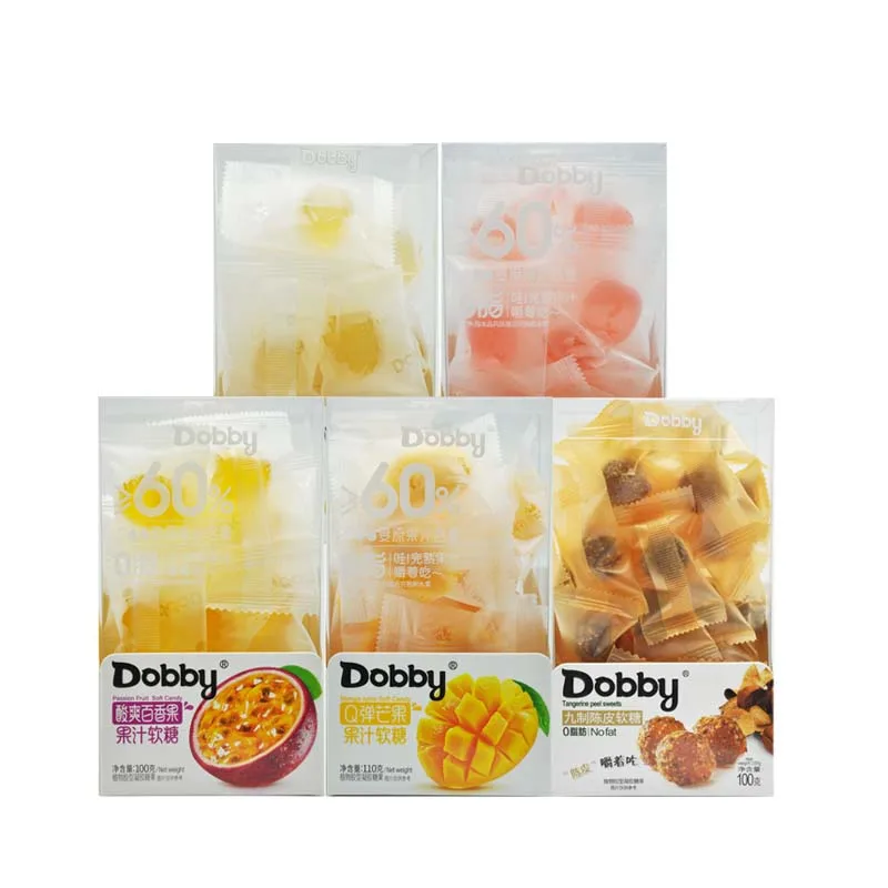 دوبي جيلي دروبس 3.53/3.88 أونصة (100/110 جرام) * 2 عبوة فواكه C، حلوى حلوى لينة، مانجو، خوخ، عصير عنب، وجبة خفيفة QQ، حلوى سعيدة