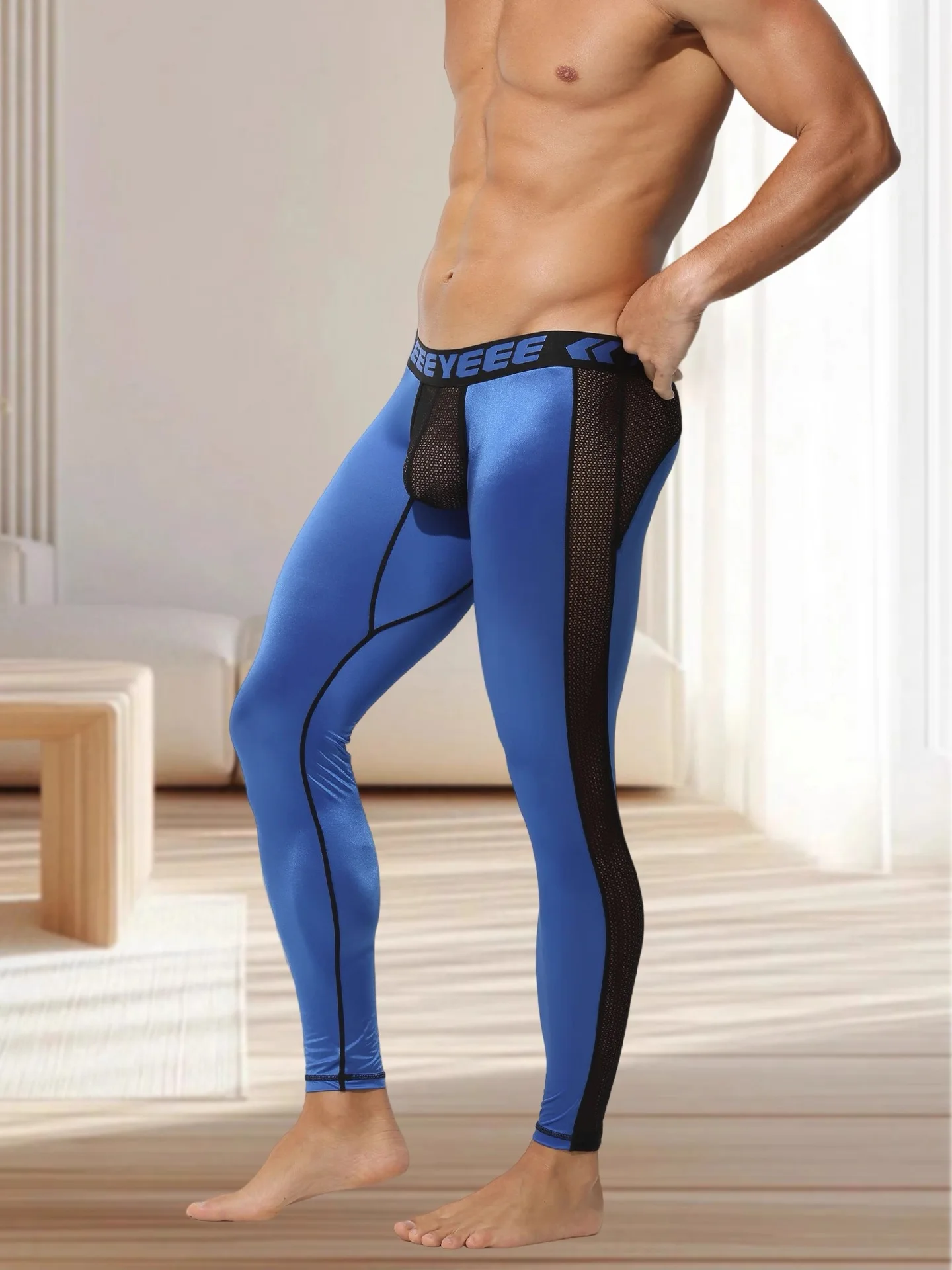 Men's Thermal Underwear Ultra-Thin Ice Silk Satin Briefs with Mesh Hollow Design Comfortable Clothing Man Adult Underwear
