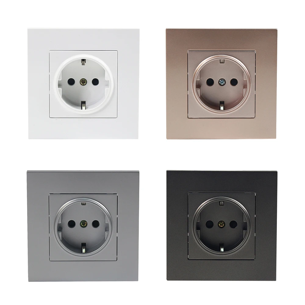 European Standard 86 Socket PC White Gold Grey Black Wall Socket Single Germany Schuko Socket