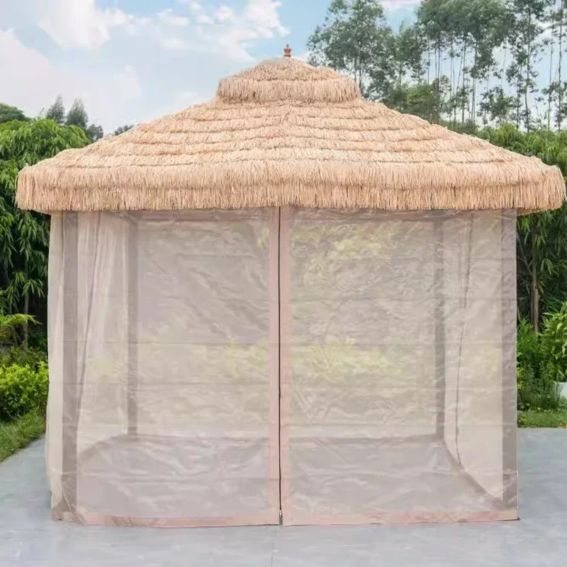 

l Artificial Synthetic Thatch Roof Gazebo System Retractable Awning Terrace Canopy Awning