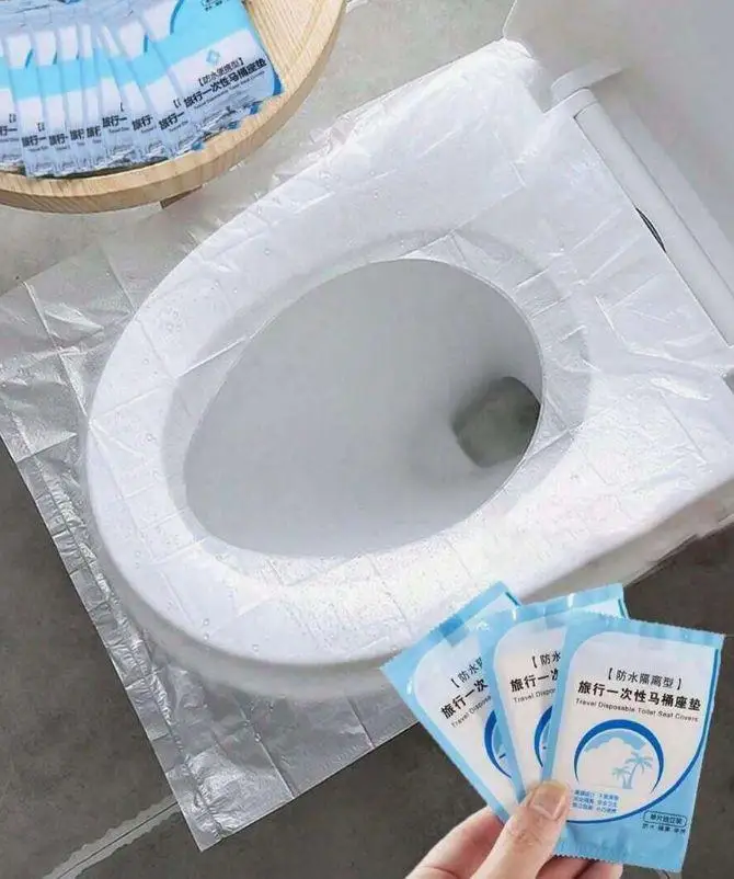 Waterproof Disposable Toilet Seat Protectors (10/20Pack) - Anti-Bacterial Paper Mats for Travel, Hotel, and Outdoor Camping