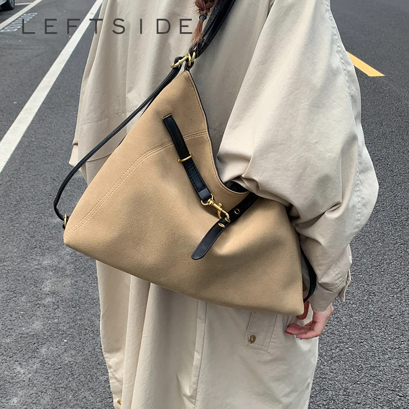 

LEFTSIDE Women PU Leather Shoulder Bag 2025 Winter Fashion Retro Underarm Tote Bag Luxury Brand Designer Handbags and Purses