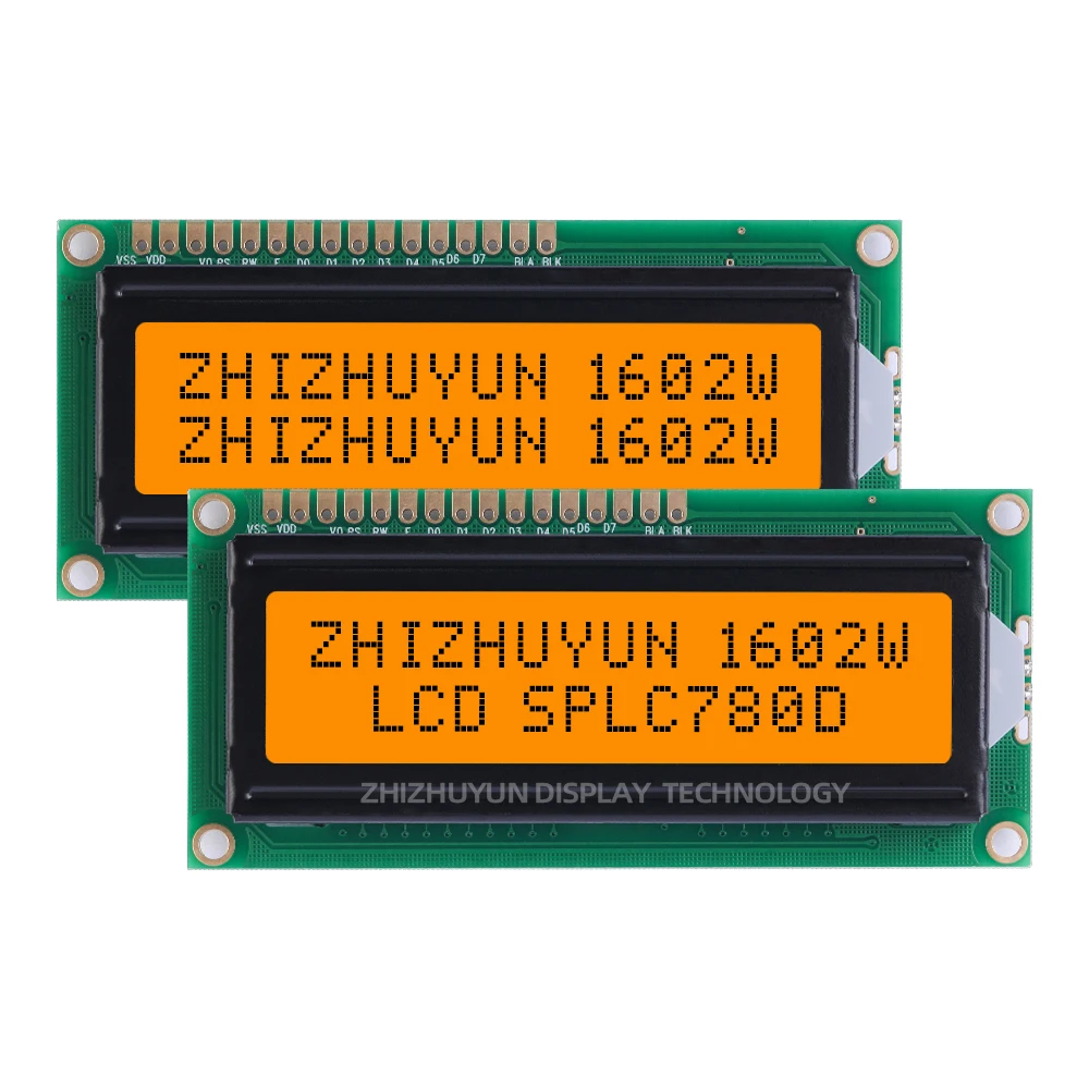 1602W Character Screen LCD Display Screen Emerald Green Light Black Characters STN High Frame 12Mm English LCM