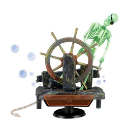 Aquarium Decor Pirate Captain Skeleton Safe for Freshwater and Saltwater Small Fish Tanks Betta Accessories Y5GB