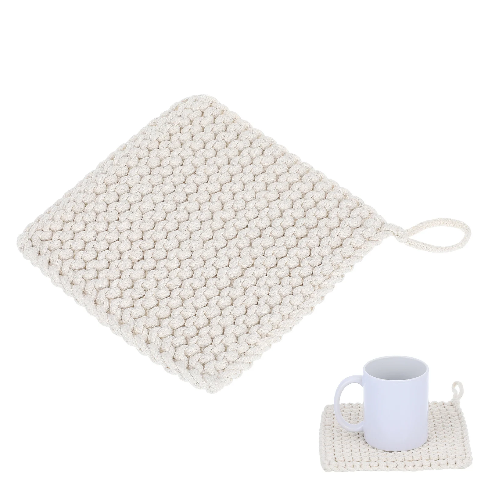 

1pc Woven Cotton Mat Heat Resistant Table Protector For Kitchen Dining Decor Cup Pad Pot Holder Woven Cotton Cushion Non-Slip