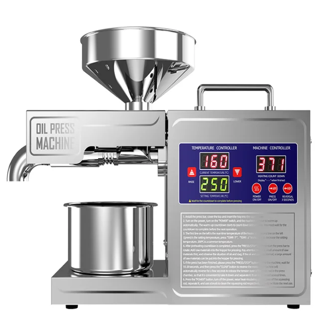 Automatic Oil Press Machine with Temperature Control for Cold and Hot Pressing Home and Commercial Use