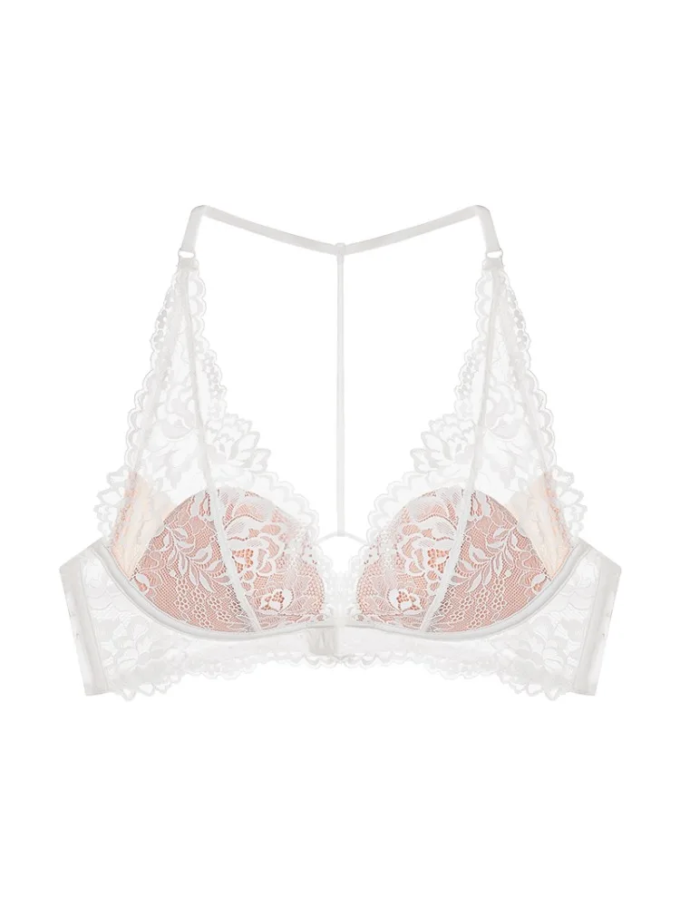 مجموعة الملابس الداخلية الفرنسية الأنيقة Wirefree عارية الذراعين شانتيلي الدانتيل رقيقة الراحة تناسب المملكة المتحدة الصيف التخسيس Bralette نقية قابل للتعديل MOYISU #5