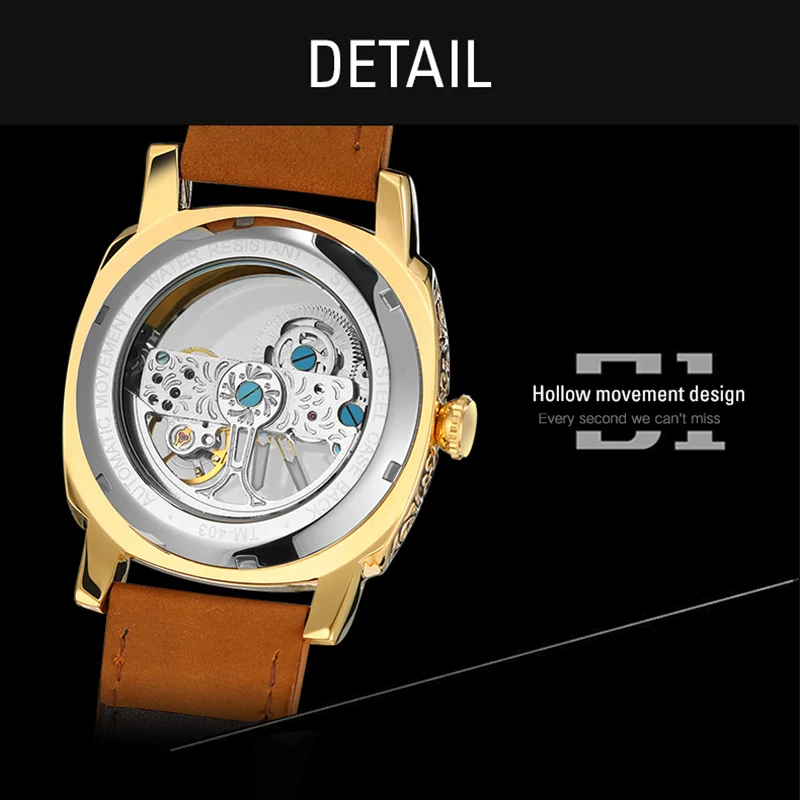 SKROX Original Hollow Skeleton Tourbillon Automatic Movement Mechanical Man Gold Watch High-end Luxury Elegant Mens Wristwatches