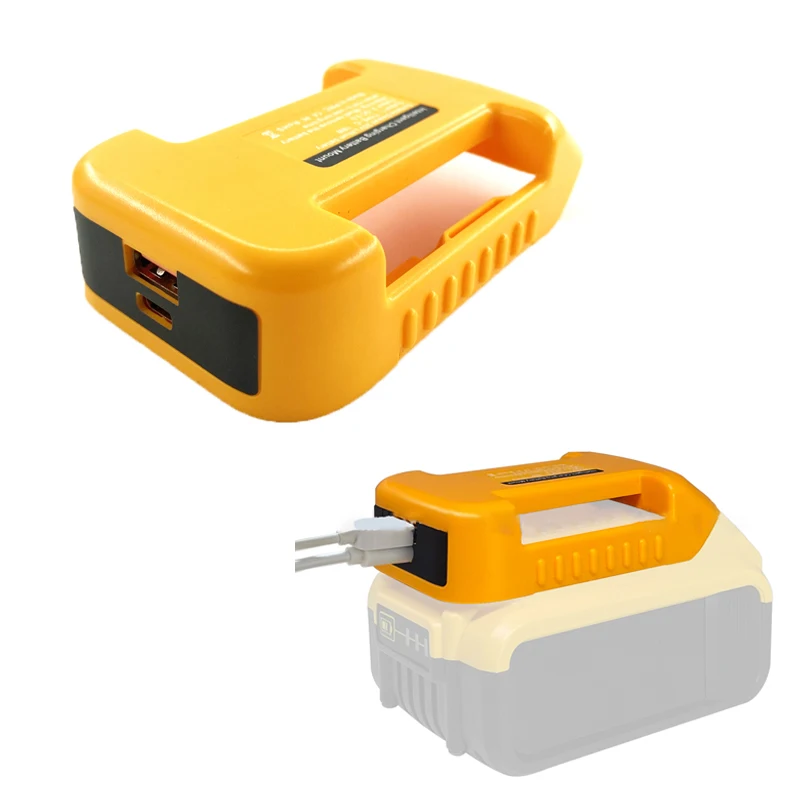 Fast Charger Rack Adapter for Dewalt DCB200 20V 18V Li-ion Battery Portable Adapter with USB Port 18W Type-C Port Fast Charging