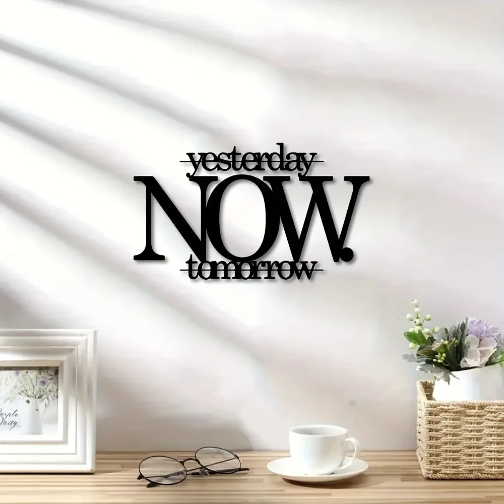CIFBUY Yesterday Today Tomorrow Metal Wall Art Inspirational Quote Hanging Decor For Home Party Scene Wall Sculpture Gift