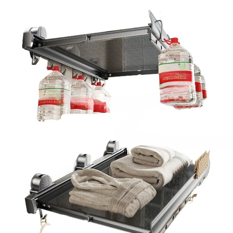 

Suction cup, bath towel rack, bathroom wall-mounted non-punching towel rack, indoor hanger with damping retractable hanger