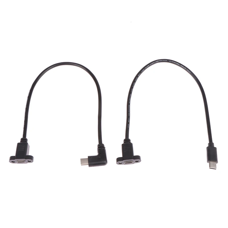 (BBQ4) Micro Type USB USB 3.1 Male Connector To Type-c USB 3.1 Female Extension Cable 17mm With screws Panel Mount Hole 0.3m