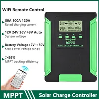 MPPT Solar Charge Controller 80A 100A 120A Solar Controller 12V 24V 36V 48V Auto Solar Panel Regulator LCD Display with WiFi