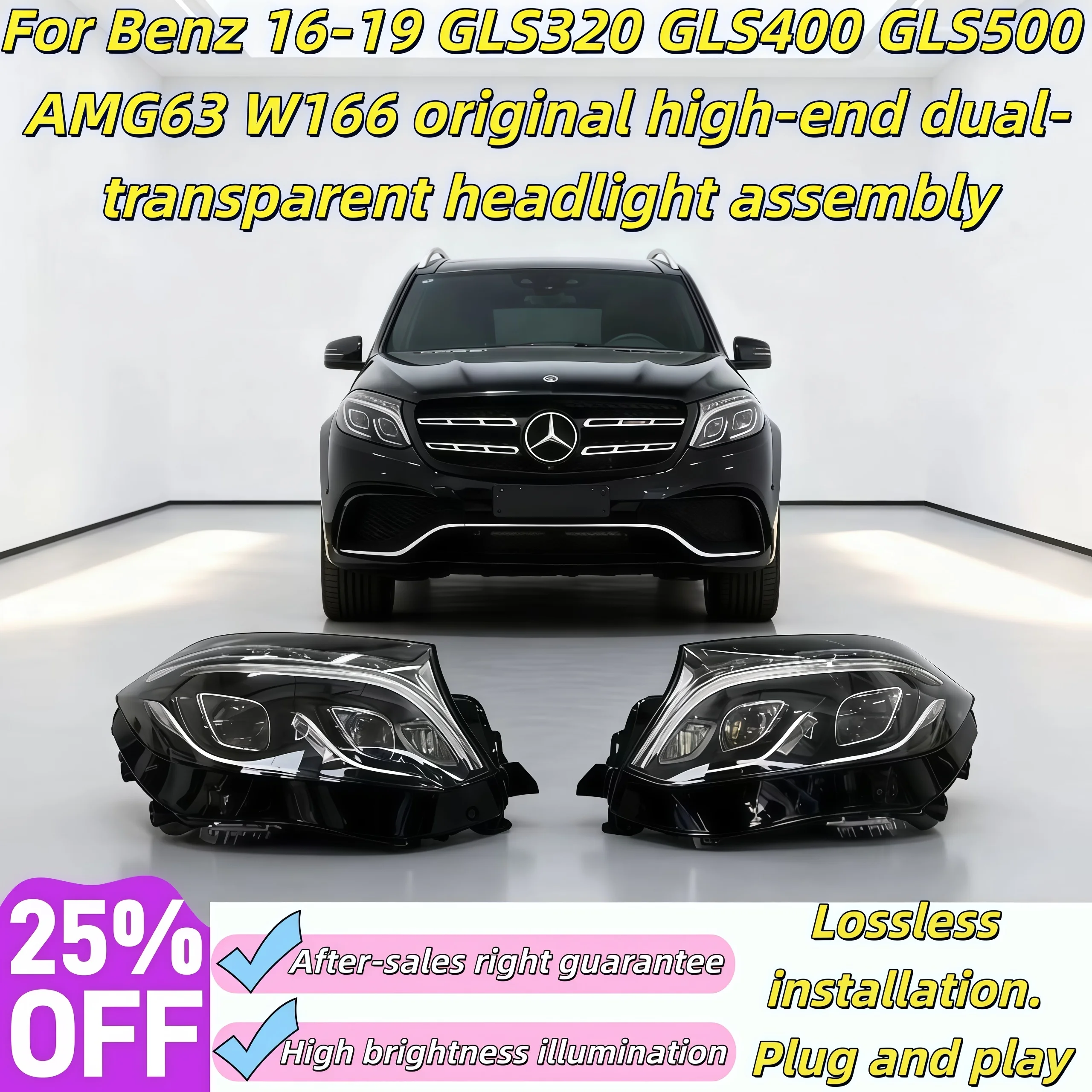 

For Benz 16-19 GLS320 GLS400 GLS500 AMG63 W166 original high-end dual-transparent follow-up daytime running headlight assembly