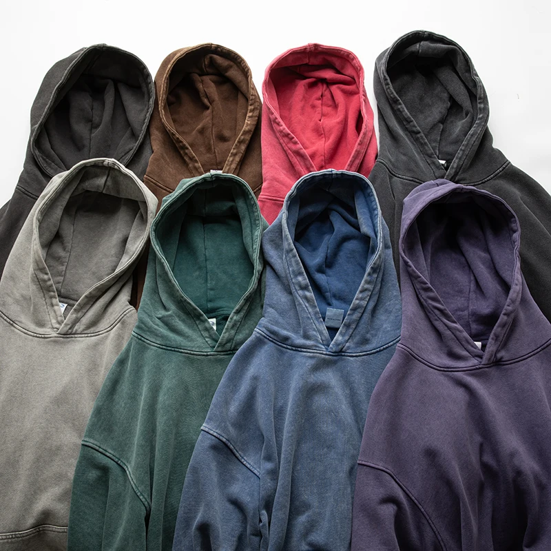

Japanese Streetwear Style Heavyweight Pure Cotton Wax Dye Washed Hoodie Men's Loose Base Layer Shirt Trendy Outerwear