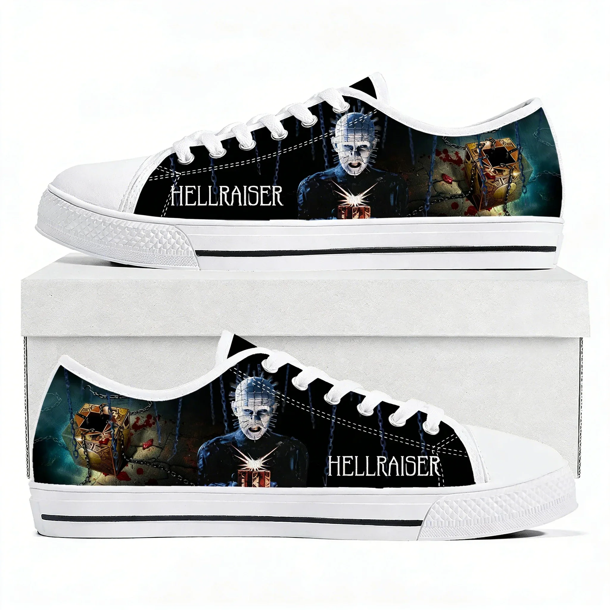 Hellraiser Low Top Shoes Man Woman Teenager Canvas Casual Sneaker Sneakers Couple Footwear Custom Shoe White