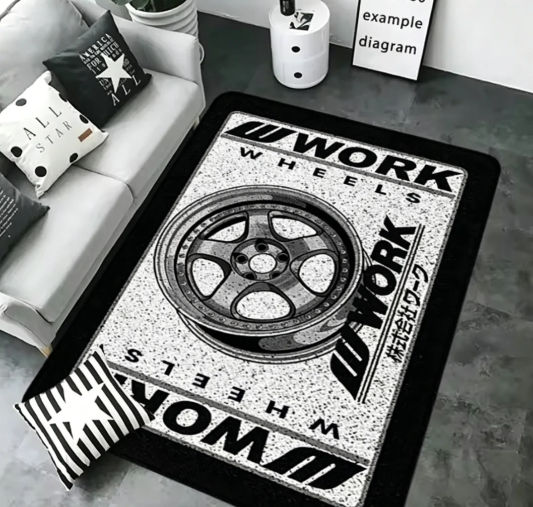 Tapis d'entrée Work Wheel Hub - Tapis antidérapant pour chambre, couloir, cuisine, coffre de voiture, décoration de pièce, tapis de salle de bain