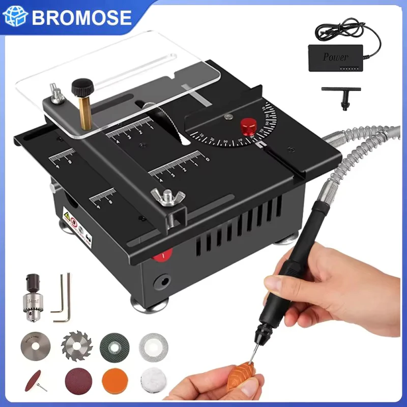 Image of Elektrische Säge für Handarbeit und DIY-Hobby, 100W Mini-Tischsäge, 5000 U/min, Kleine Holzbearbeitungs-Schneidemaschine mit 16mm Klinge