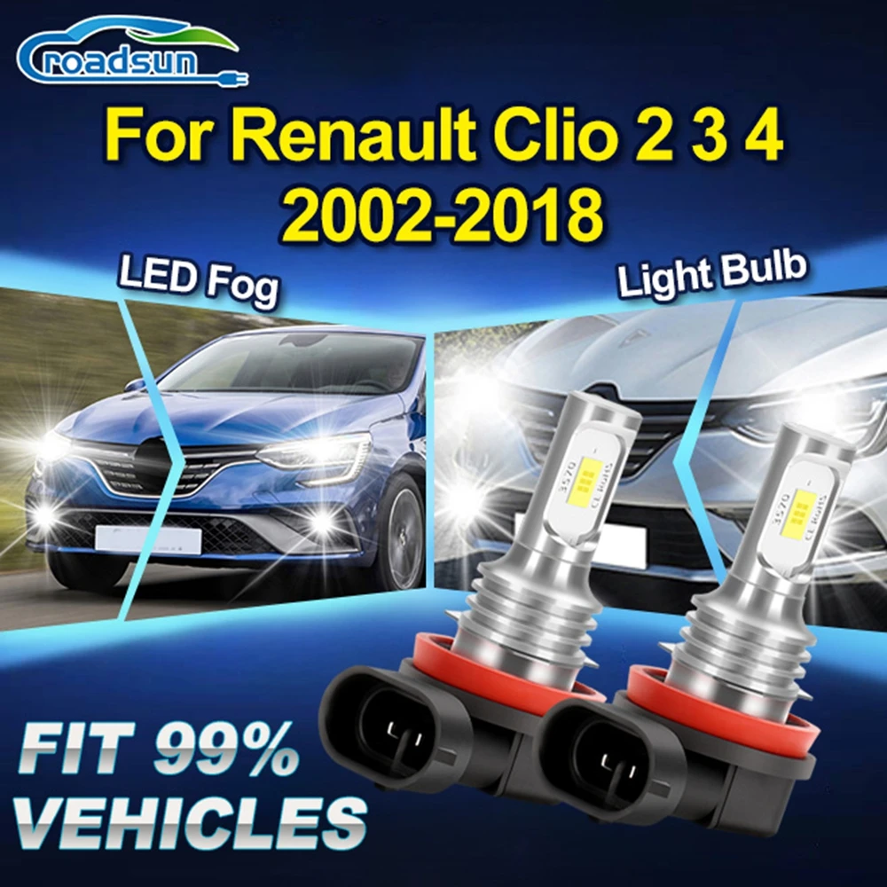 Roadsun Für Renault Clio 2 3 4 2002 2003 2004-2018 Auto Nebelscheinwerfer Ampullen Super Helle Auto Nebelscheinwerfer Birne Canbus Kein Fehler