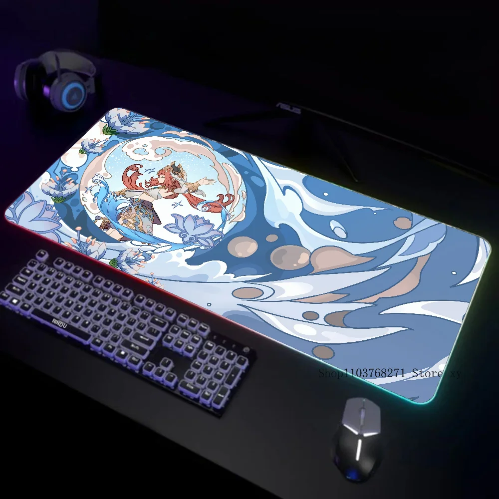 Genshin Impact Nilou Mousepad XXL RGB Gaming Mouse Pads HD Black Gamer Accessories Large LED