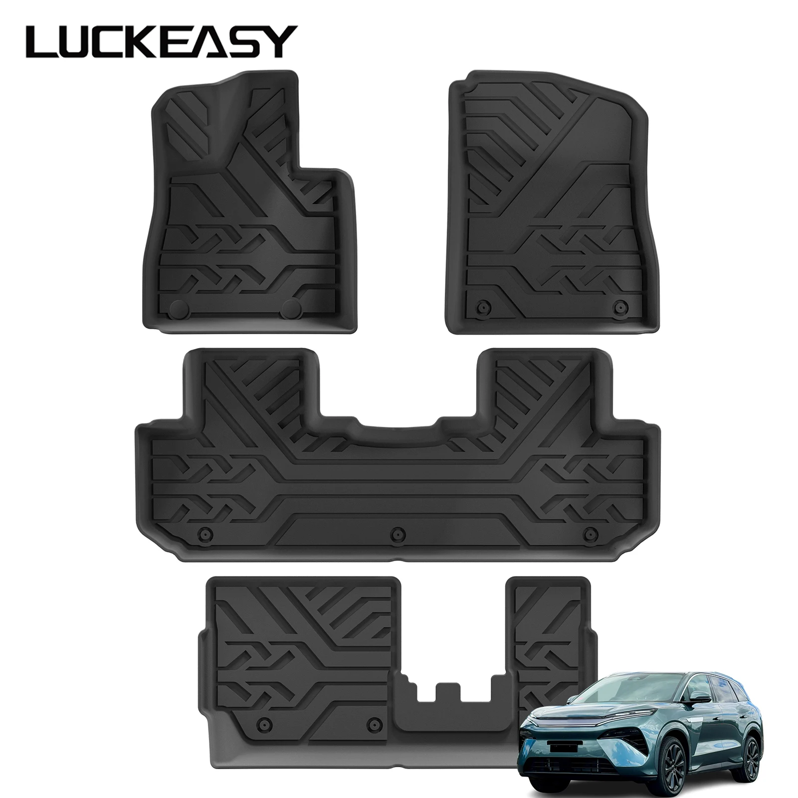 LUCKEASY for BYD Atto 8 2025 2026 7 Seats Car Floor Mats Protective Mat Accessories Trunk Mat Only Fit Without Cool Box Version