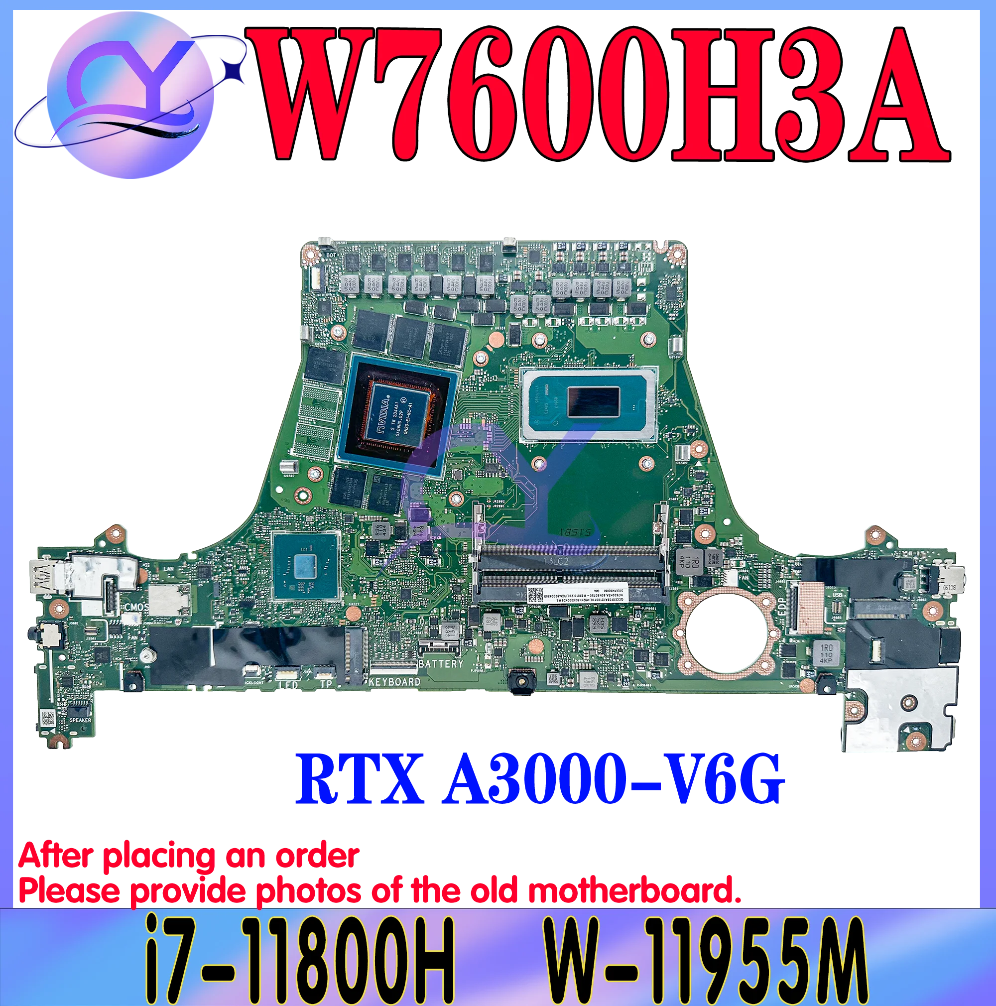 W7600H3A Mainboard For ASUS H7600HM W7600H5A W7600H3 J7600H3A J7600H5A J7600HM Laptop Motherboard i7-11800H i9-11900H W-11955M