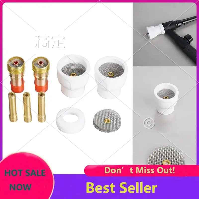 12 White  Nozzle Alumina Cup Kit Torches For WP 17 18 26 Stubby Collets Body Gas Lens Sets 1.6Mm