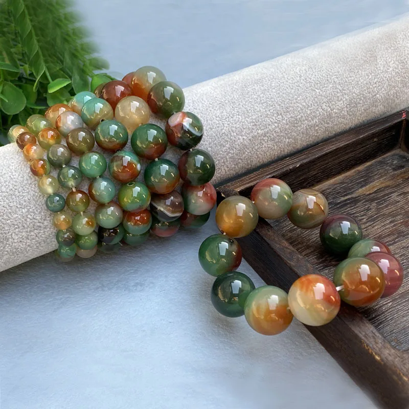 Round bead bracelets for men and women, live streaming supply, street stall model, dropshipping, peacock agate bracelet wholesal