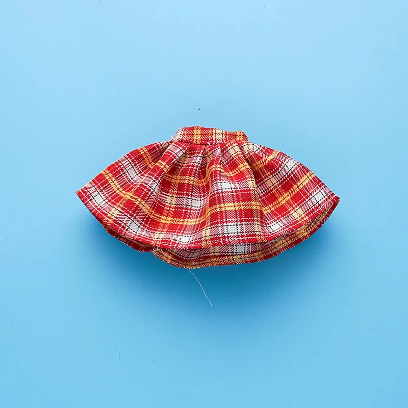 New 30cm 1/6 Slim Doll Body Dress Grid Skirt Summer Outfit Doll Clothes Accessory 1pcs