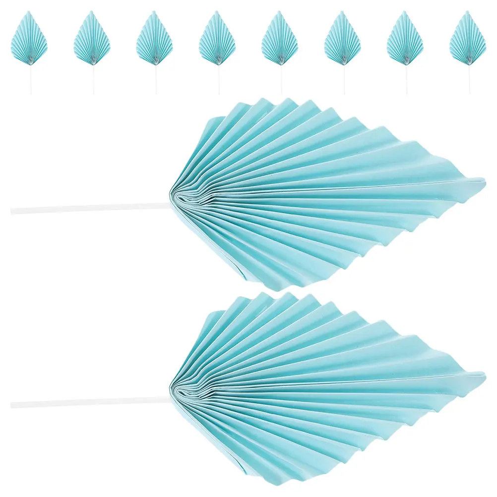 

20pcs Golden Palm Leaf Decorations Cake Toppers Dessert Table Tropical Bohemian Style Paper PVC Safe Material Large Size