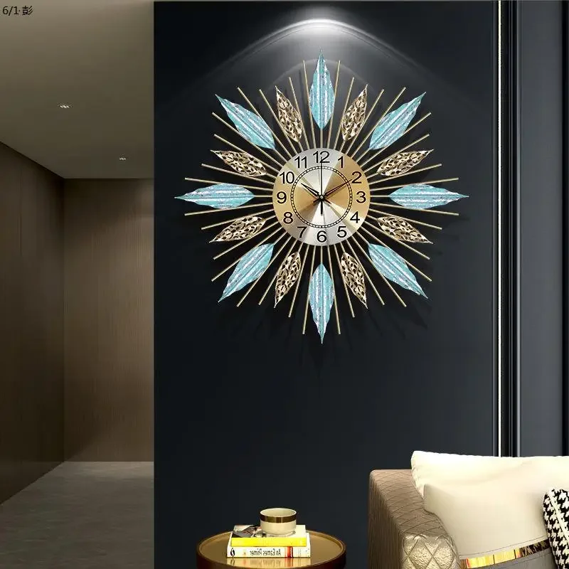 Luxury Wall Clock European Vintage Nordic Style Artistic Metal Hands for Living Room Kitchen Home Decor Unique Gift
