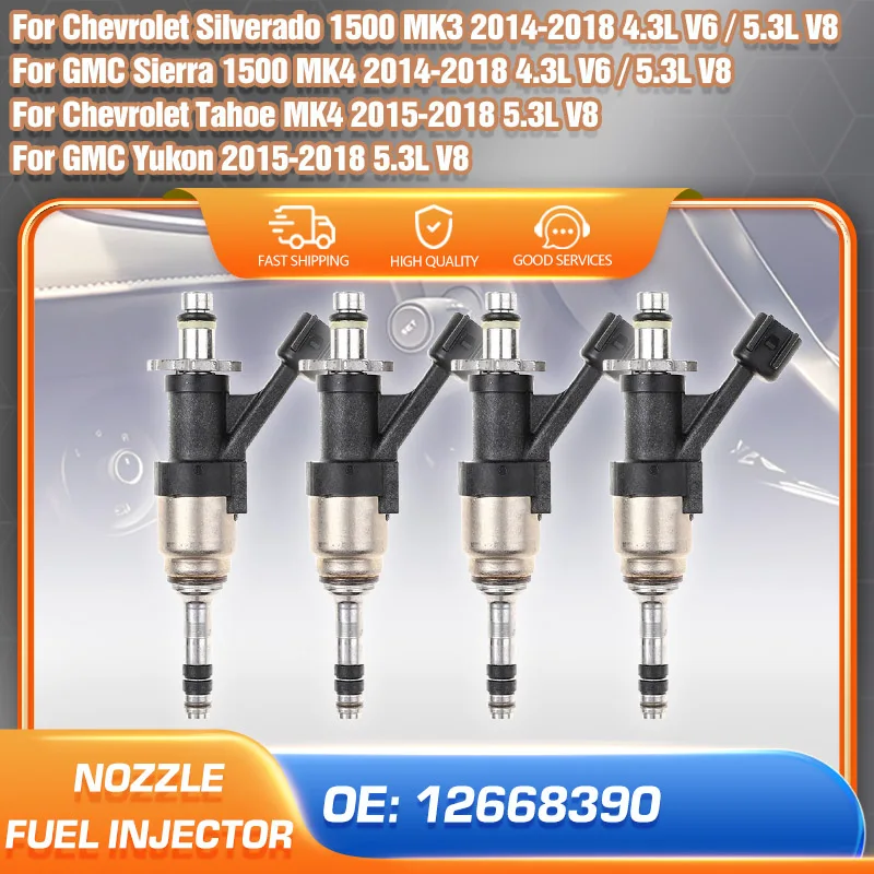 

Car Fuel Injector Nozzle Kit 12668390 For GMC Sierra 1500 GMC Yukon Chevrolet Silverado 1500 Chevrolet Tahoe 2014-2018 4.3L 5.3L