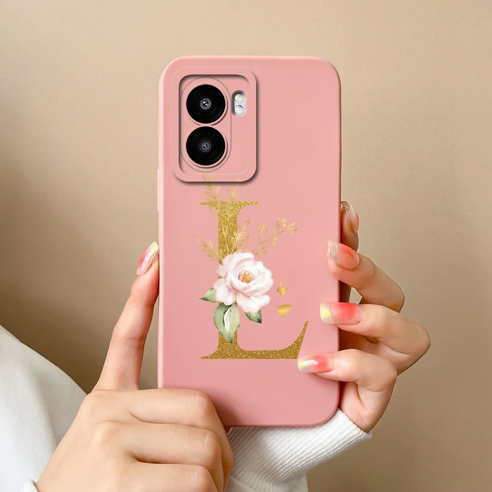 For Oppo A77 A77S 4G 5G Case Pretty Flower Letters Liquid Silicone High Quality Phone Cover For OppoA 77 OppoA77 S 4G 5G Fundas