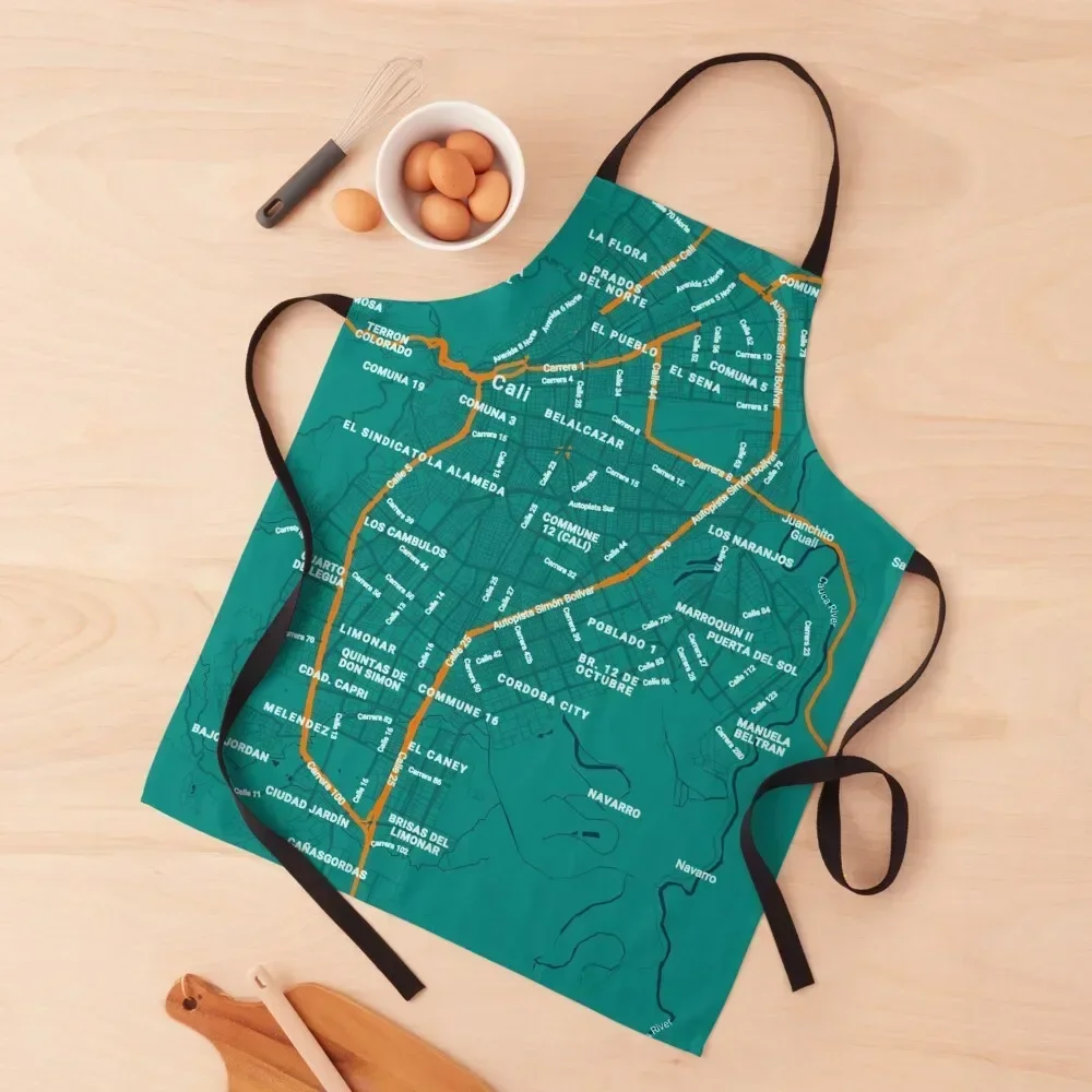 Map of Cali Colombia Apron Kitchen Things For Home japanese style Apron