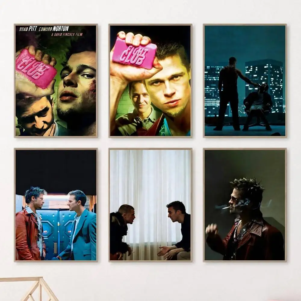 Classic Movie Sticky F-Fight Club Movie Posters HD Print Vintage Wall Art Decor for Home Study Room