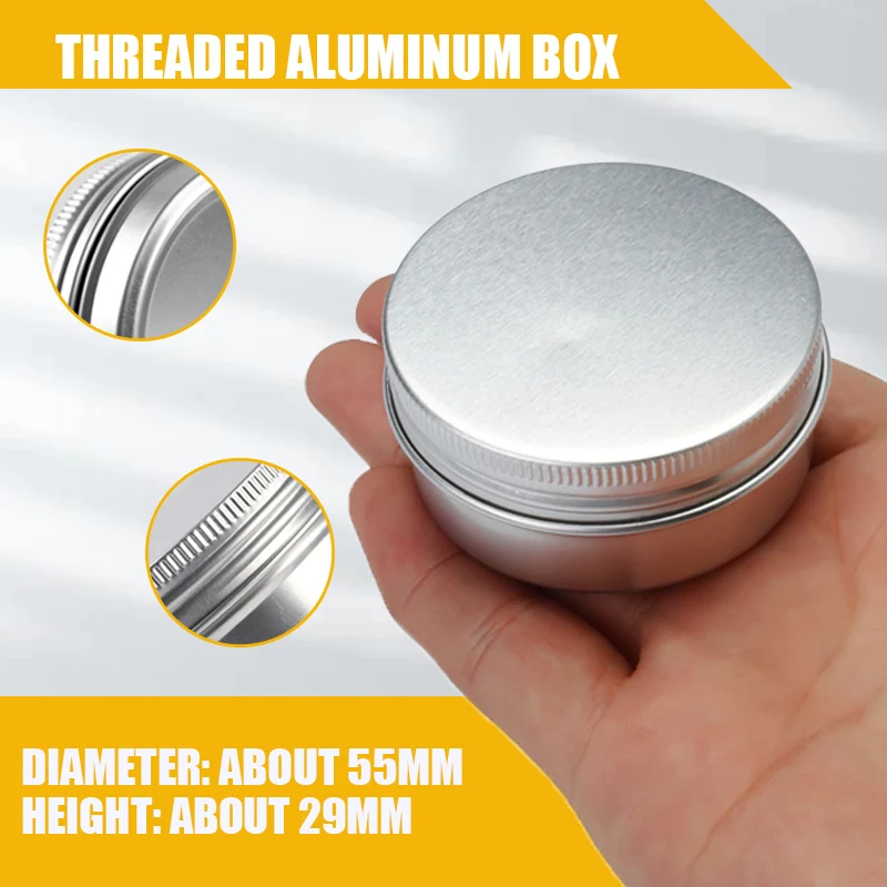 

24/96pcs 50g Empty Refillable Bottles Aluminum Tin Round Cans Box Silver Cream Jar Pot Case Screw Thread Lid Lip Balm Container