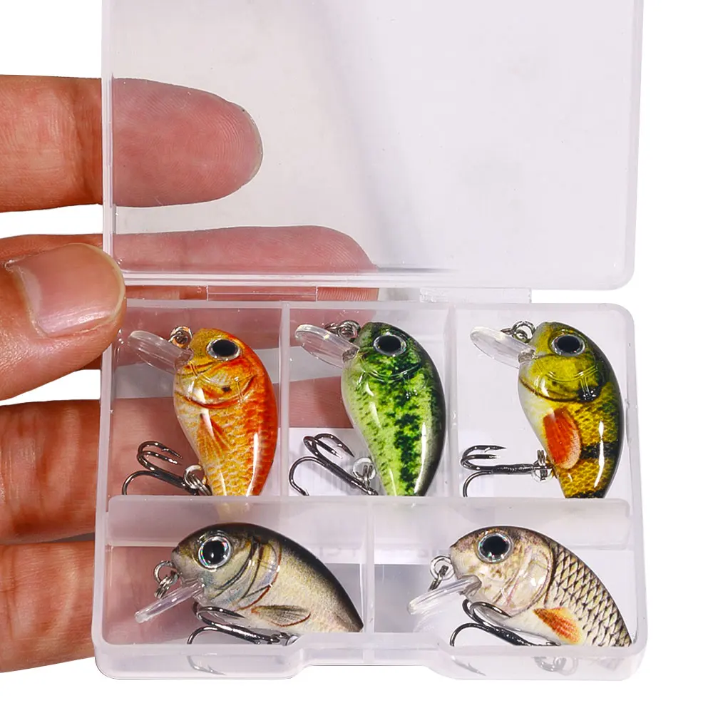 HENGJIA 5pcs 1.5g 3cm Mini Crankbait Kit Artificial Wobblers Hard Bait Bass Trout Fishing Lure Tackle pesca peche truite