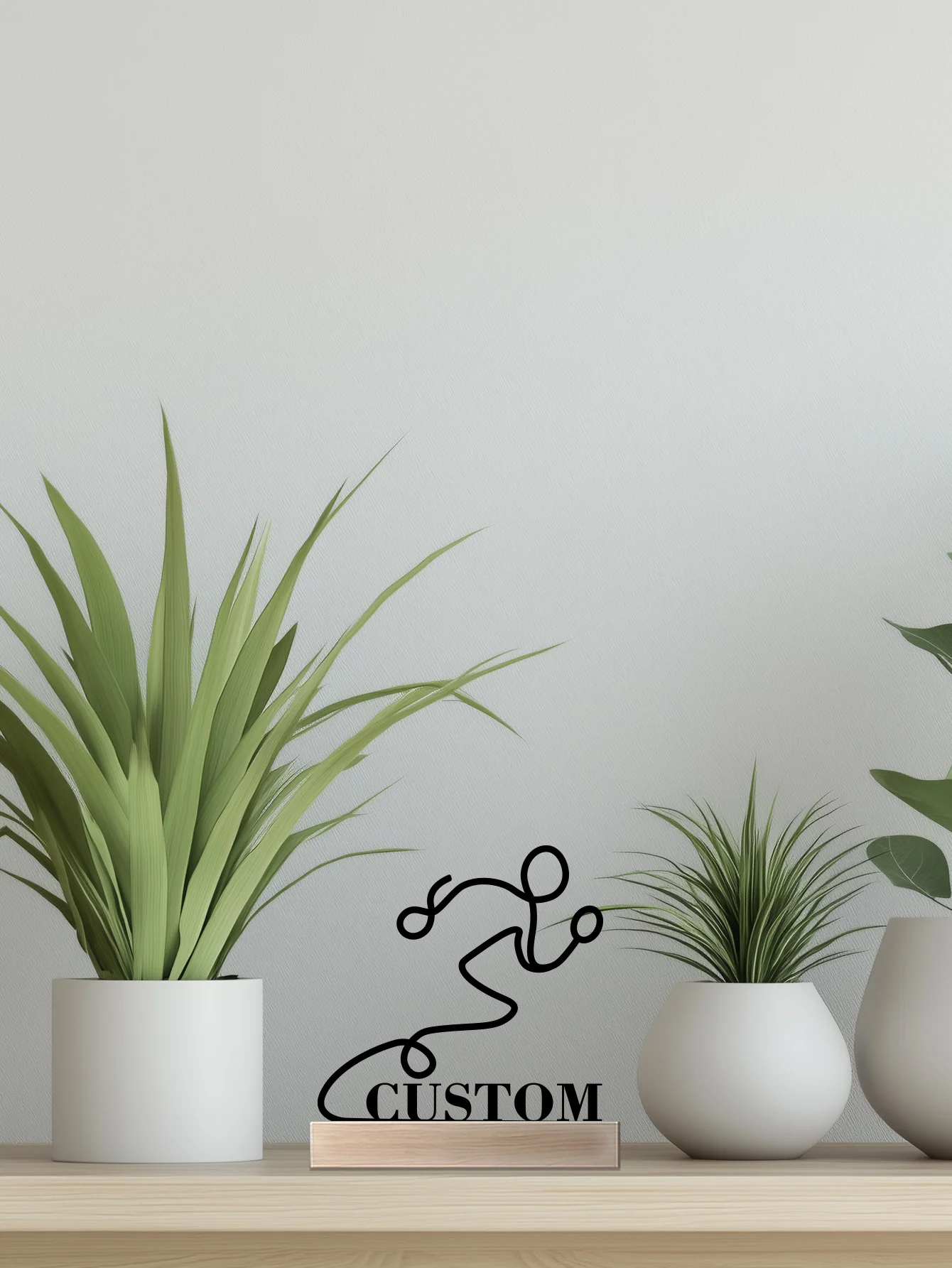 1pc Fashion Running Expert Nome personalizzato Statua di latta Ornamento in metallo Scultura in ferro Figurina artistica con base in legno Tavolo per la casa