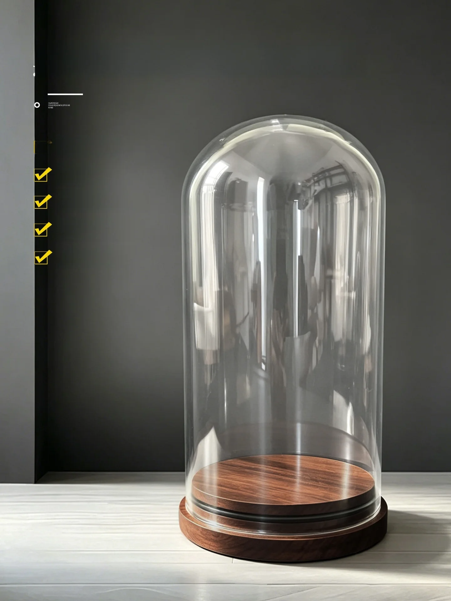 Black Walnut Wood Base Eternal Flower Glass Cover Transparent Gift Display Box Figurine Dust Cover Display Stand Storage Box