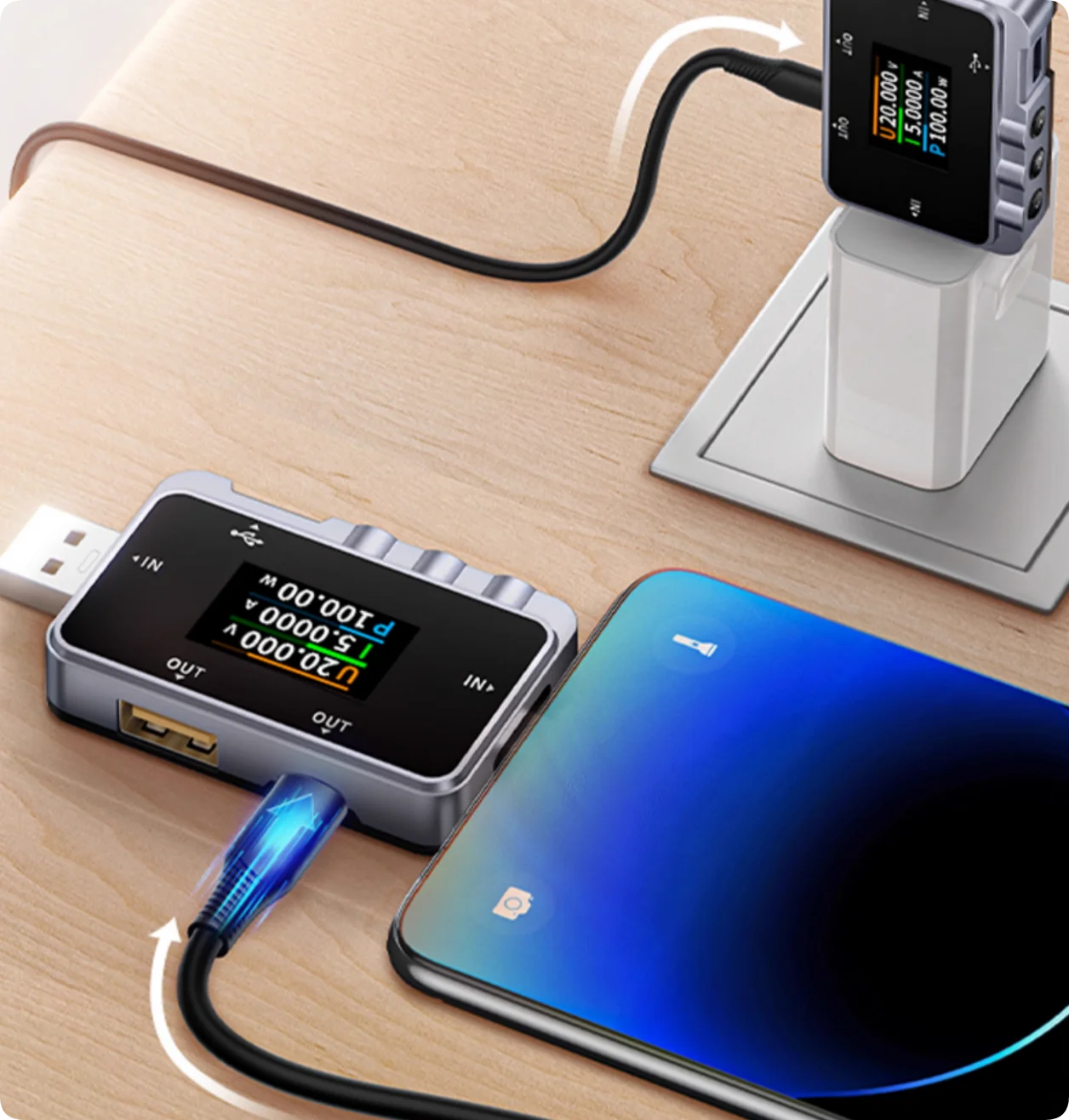 FNAC-28 USB Tester Multimeter 1.06" Screen, 6.5A Bidirectional Current, 156W PD/QC Fast Charge Detection, Cable Resistance Test