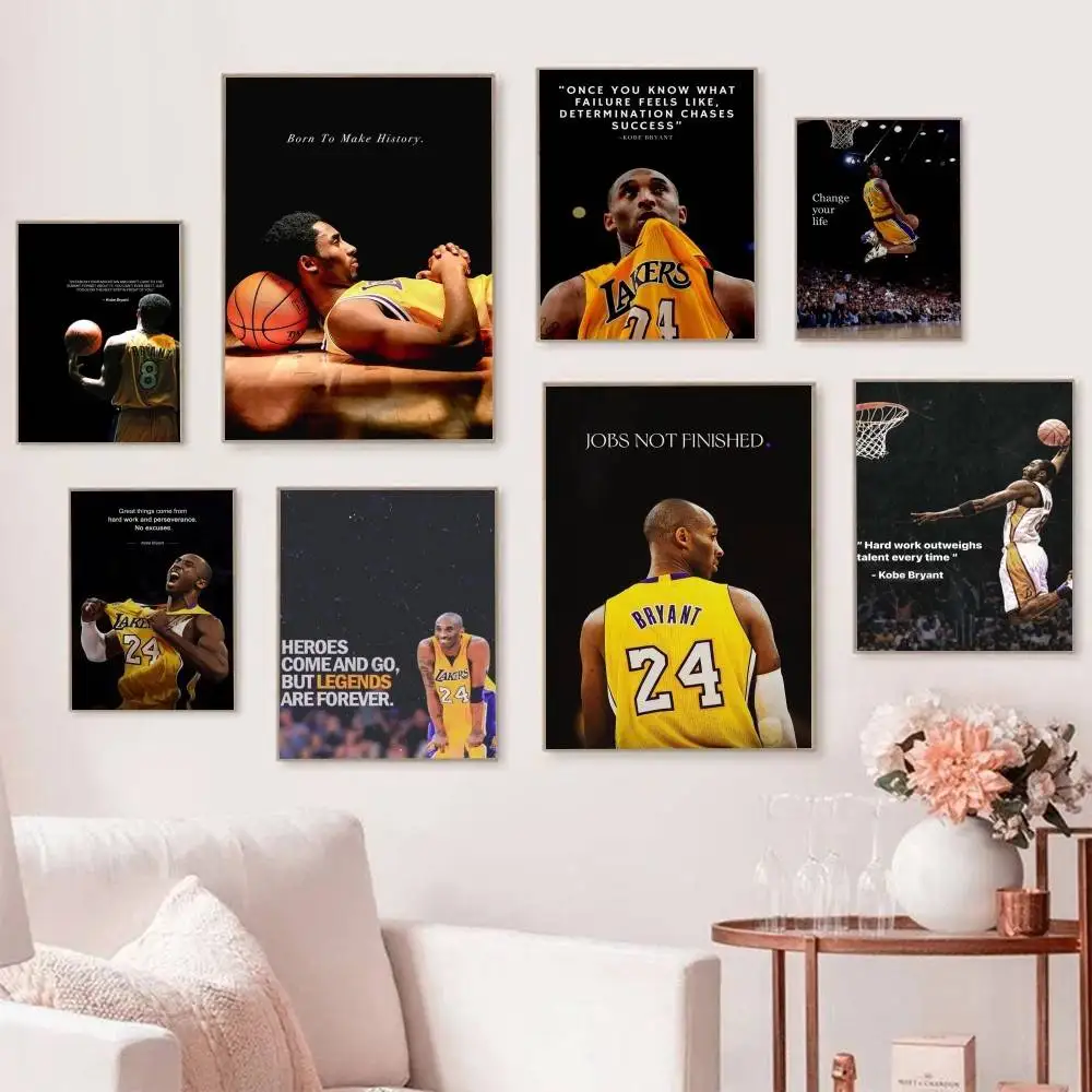 Póster inspirador de baloncesto Ko Bryant, pegatinas de pared autoadhesivas para decorar habitaciones, salas de estar, cafeterías como regalo sin marco
