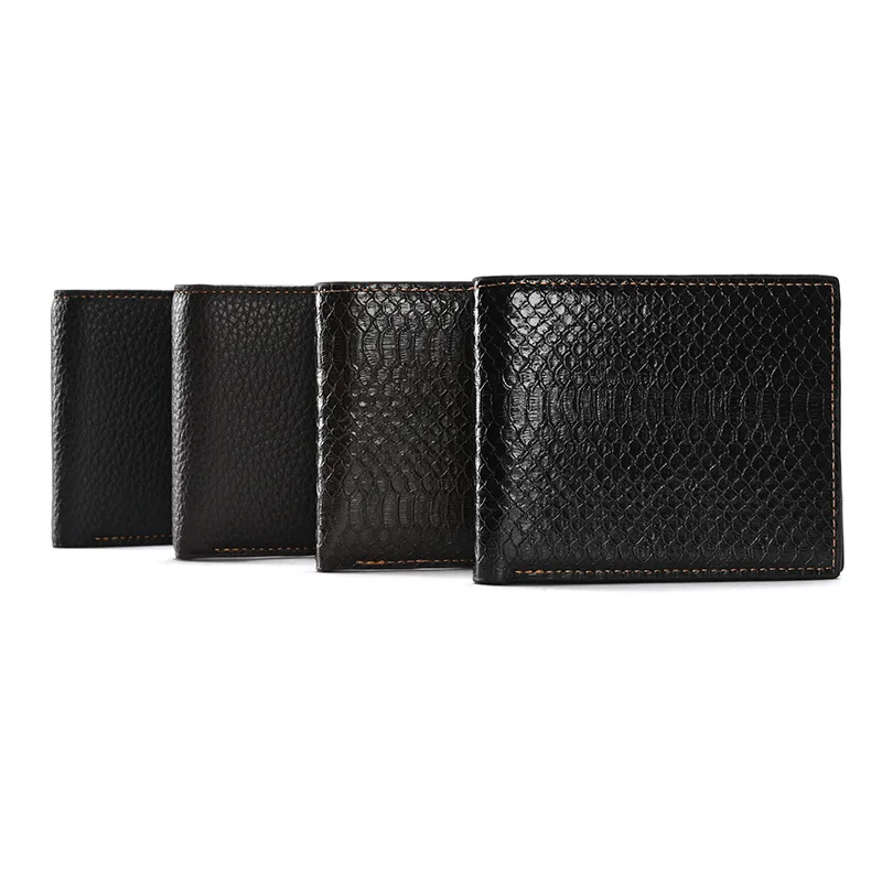 2Pcs New Men's Short Wallet Crocodile Grain Money Clip Bifold Horizontal Zip Ticket Holder ID Bag