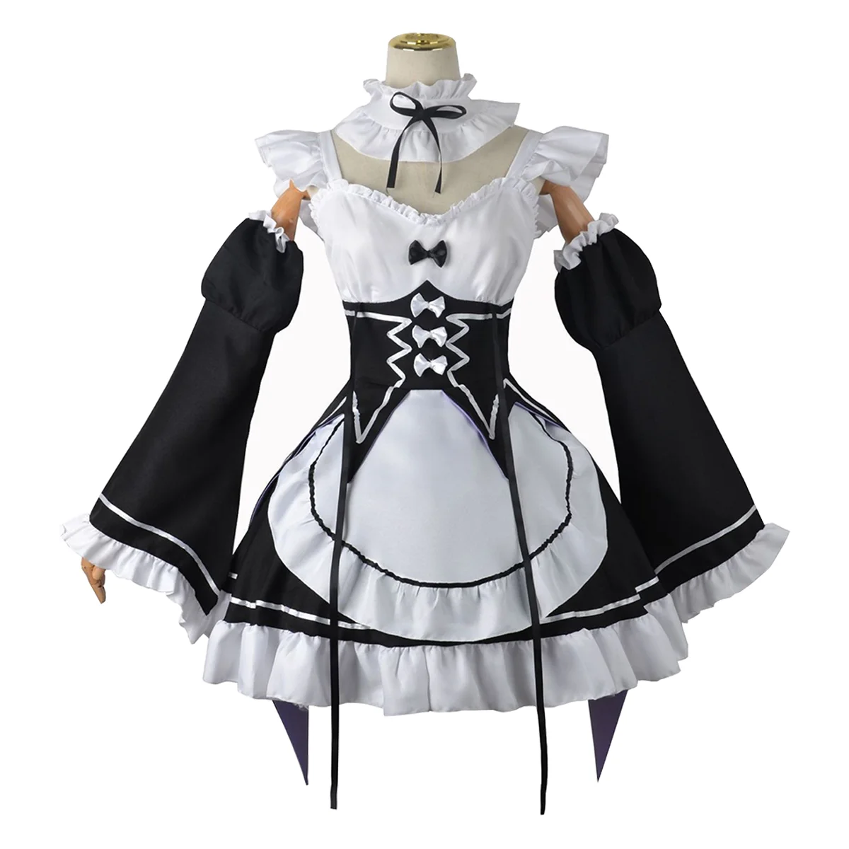 

Hemixush Anime Cos Rem Cosplay Costume Party Uniform Full Set Female Maid Suit