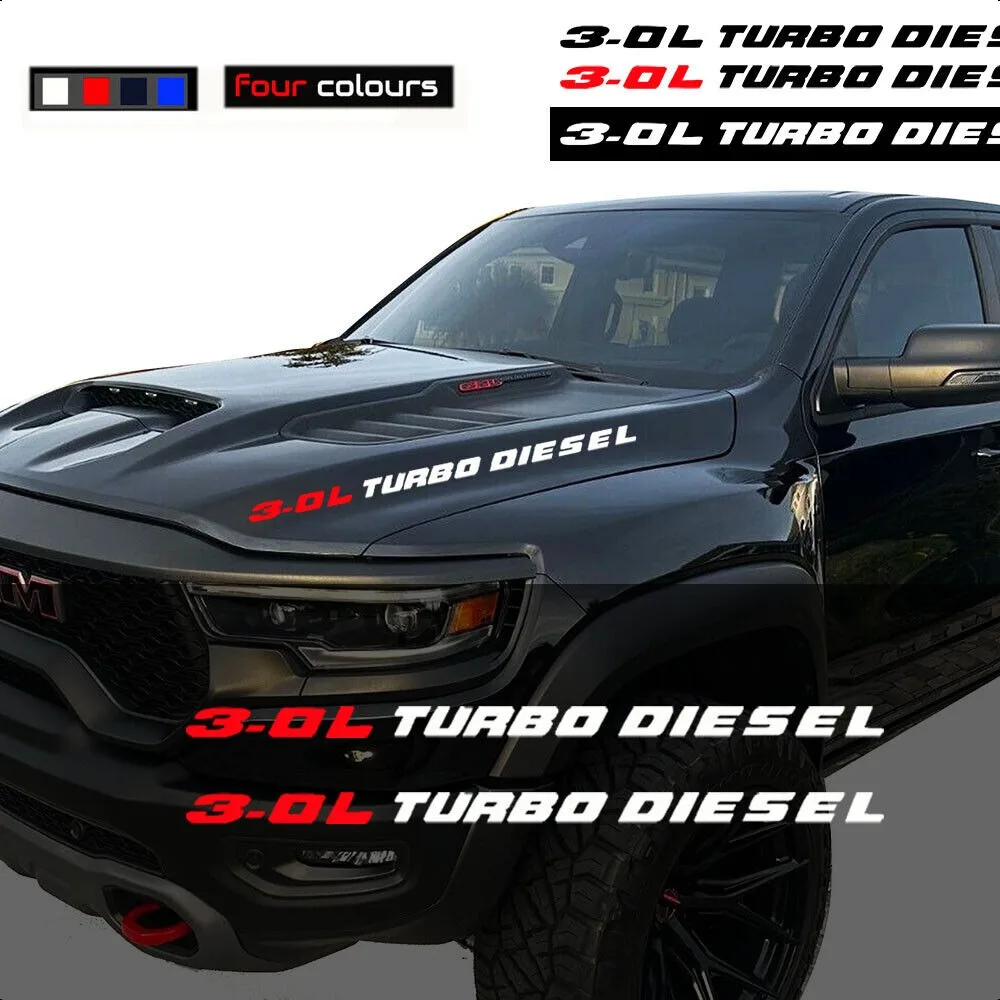 

3.0L Turbo Diesel Accessories for Ram 1500 Truck Ecodiesel Pickup Hood Engine Decals Graphic Stickers 2pcs
