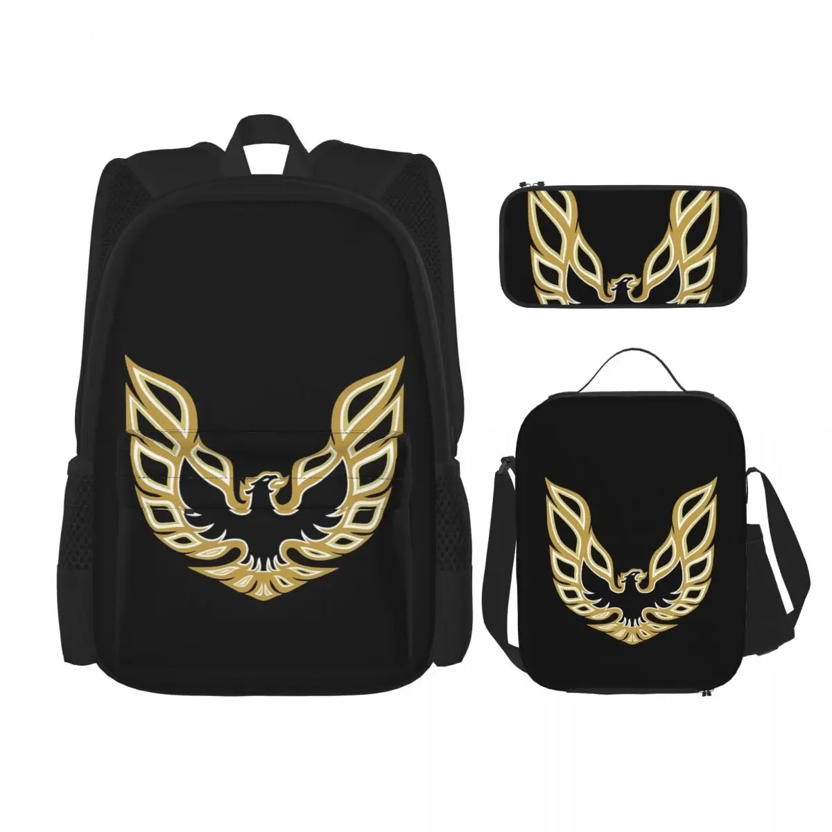 Trans Am Firebird Logo Backpacks Boys Girls Bookbag Students School Bags Cartoon Kids Rucksack Lunch Bag Pen Bag Three-Piece Set