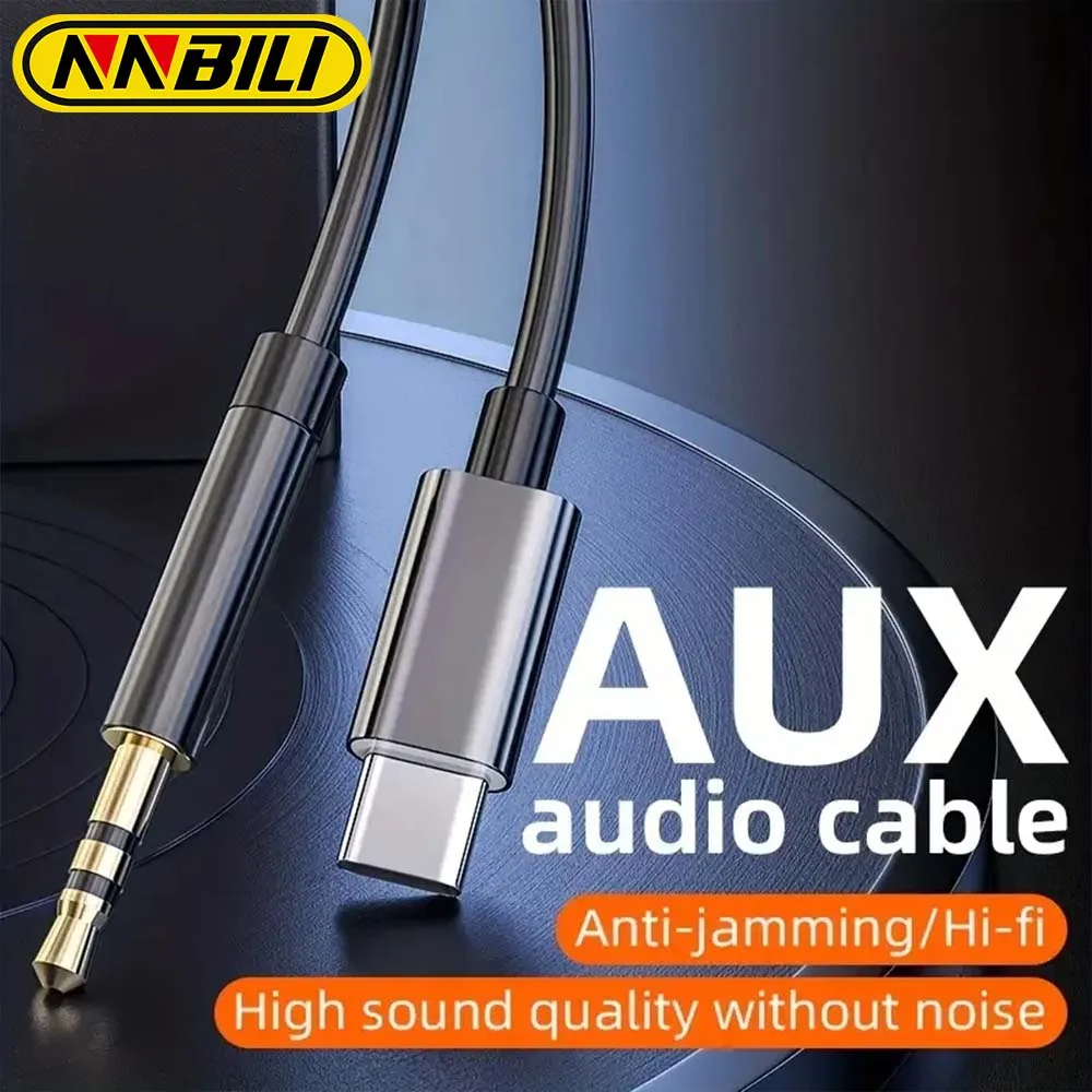 NNBILI USB Type C To 3.5mm Head Jack Audio Aux Splitter Cable Car Speaker Headphone Headset Adapter For Android Samsung Xiaomi