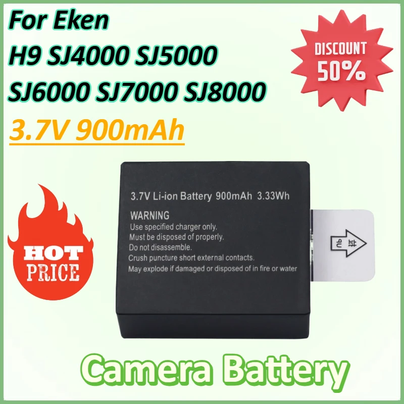 

3.7V 900mAh Rechargeable Li-ion Battery for Eken H9 SJ4000 SJ5000 SJ6000 SJ7000 SJ8000 WiFi M10 SJ5000x Sports Action Camera DV