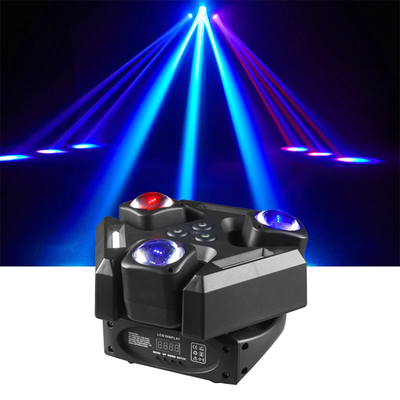 Unlimited Rotate 3Arm Led Moving Head 3*40W RGBW Beam Warm Led Flash Strip Red Green Flower Disco Christmas Party KTV Lamp